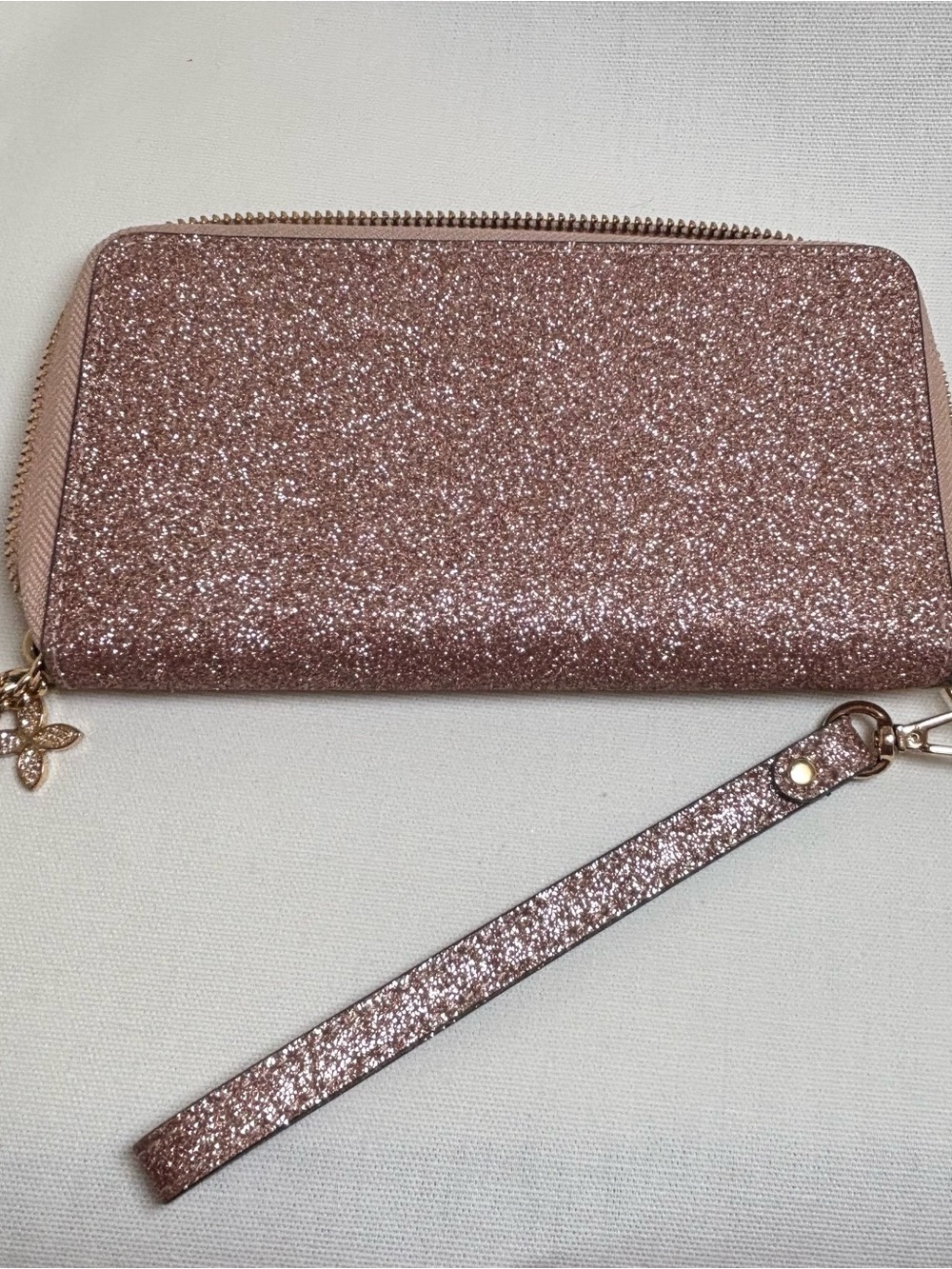 Michael Kors Rose Gold Glitter Wristlet Wallet